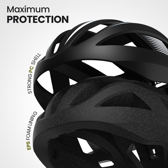 Safety cycling protective helmet with LED light