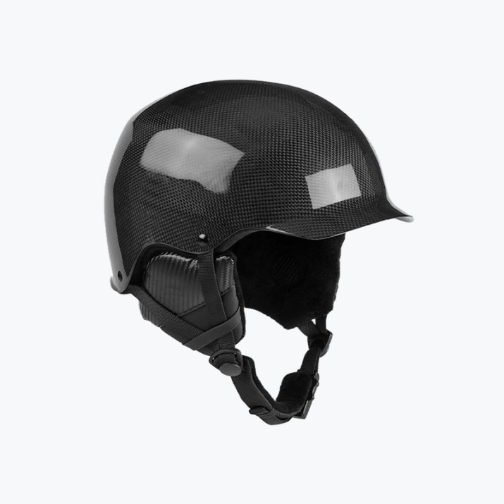 Carbon fiber hard shell ski helmet