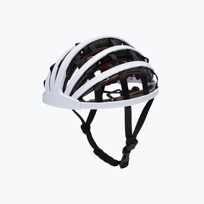 Folding urban commuter bicycle helmet